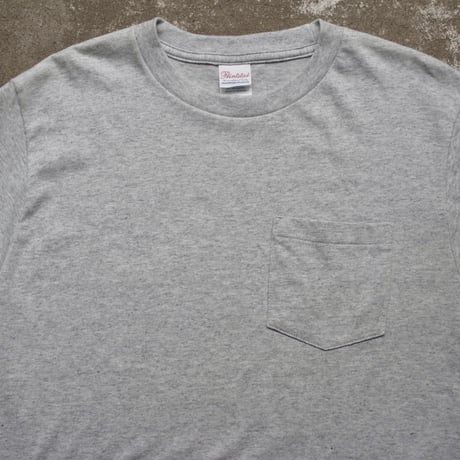 piwang バックプリント ポケットTシャツ『杢グレー』