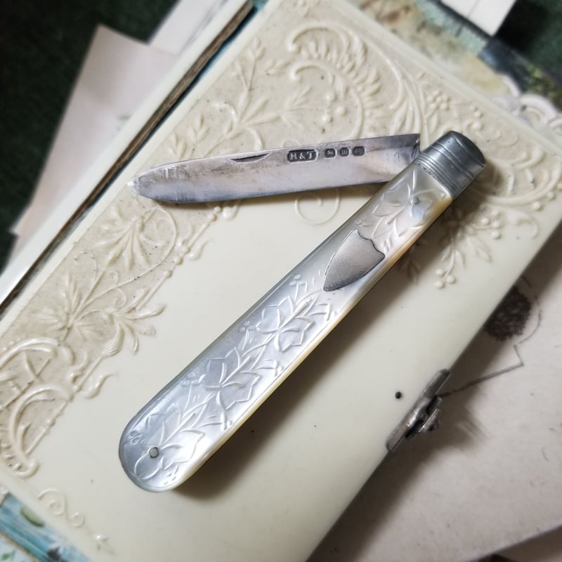 アンティーク　シルバーナイフ Victorian Sterling Silver MOP Knife & Fork 英国アンティーク