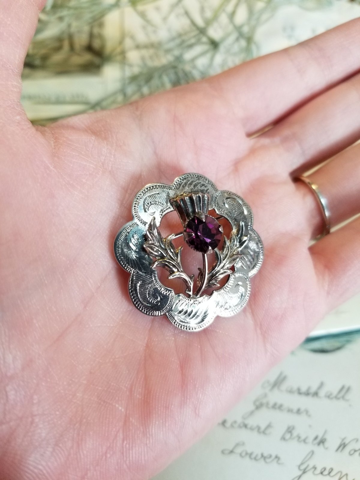 mizpah silver plated イギリス製アザミのヴィンテージブローチ | IgnA mizpah silver plated イギリス製アザミのヴィンテージブローチ | IgnA