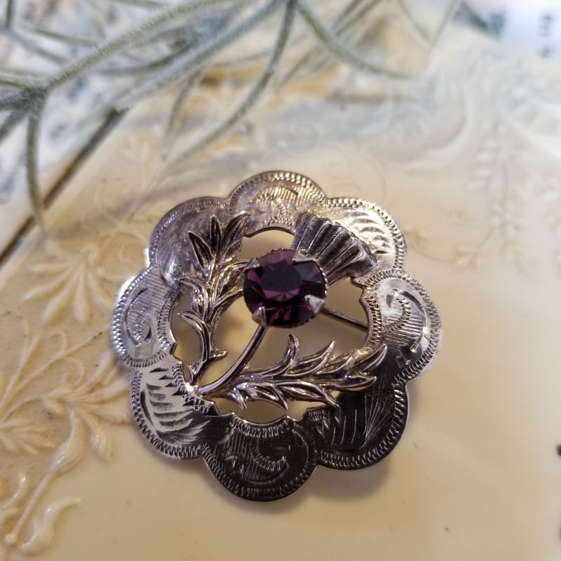 mizpah silver plated イギリス製アザミのヴィンテージブローチ mizpah silver plated イギリス製アザミのヴィンテージブローチ