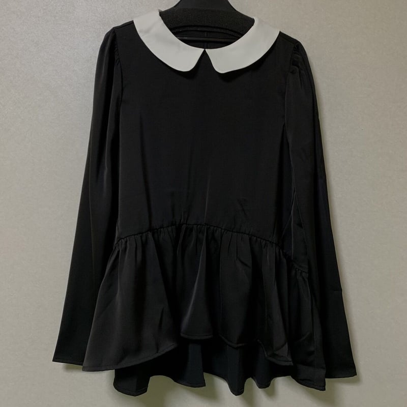 Lodge or Santos 黒 フリル付きトップス 2way Ruffle Gathers Tulle Tops/2WAYフリルギャザーチュール