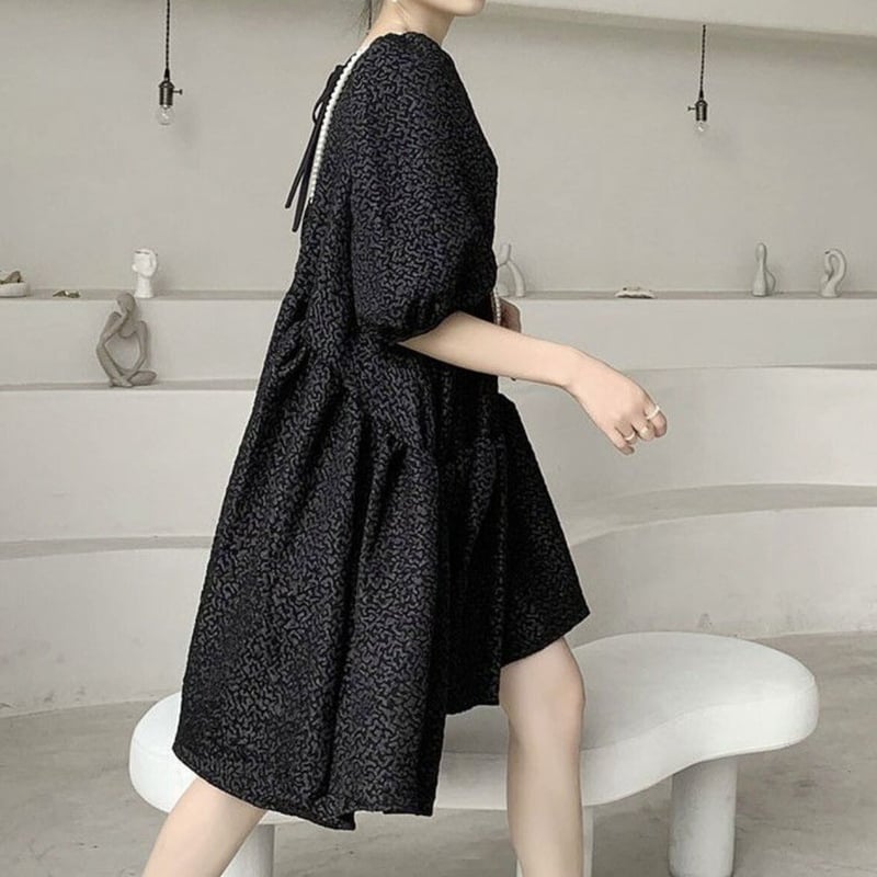 ワンピース女秋冬新商品気質ハイウエストスリムバルーンAライン  