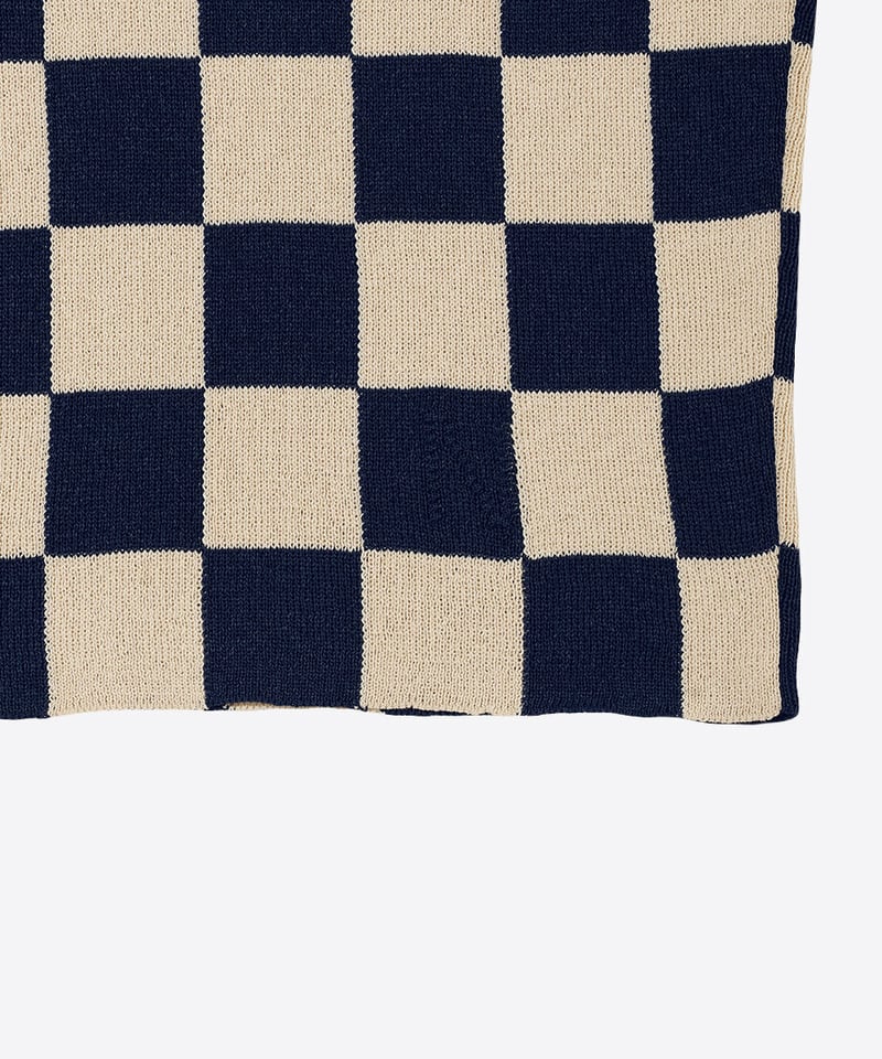 paper mix pattern knit T-shirt mini check | NKNIT