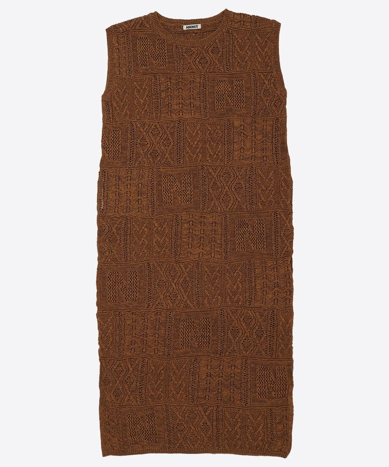 cotton mesh pattern knit dress | NKNIT 