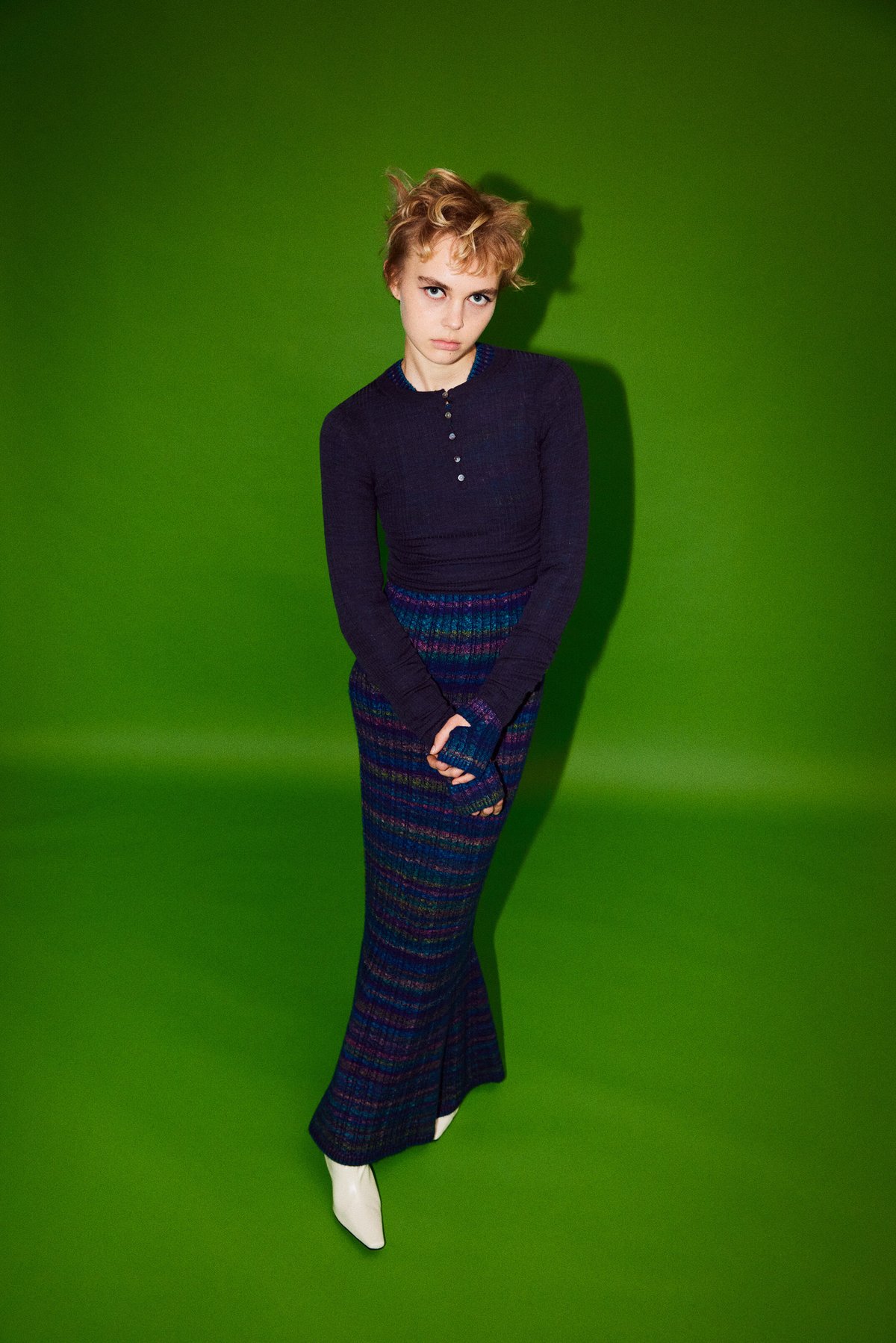 mix color tight long KNIT dress | NKNIT