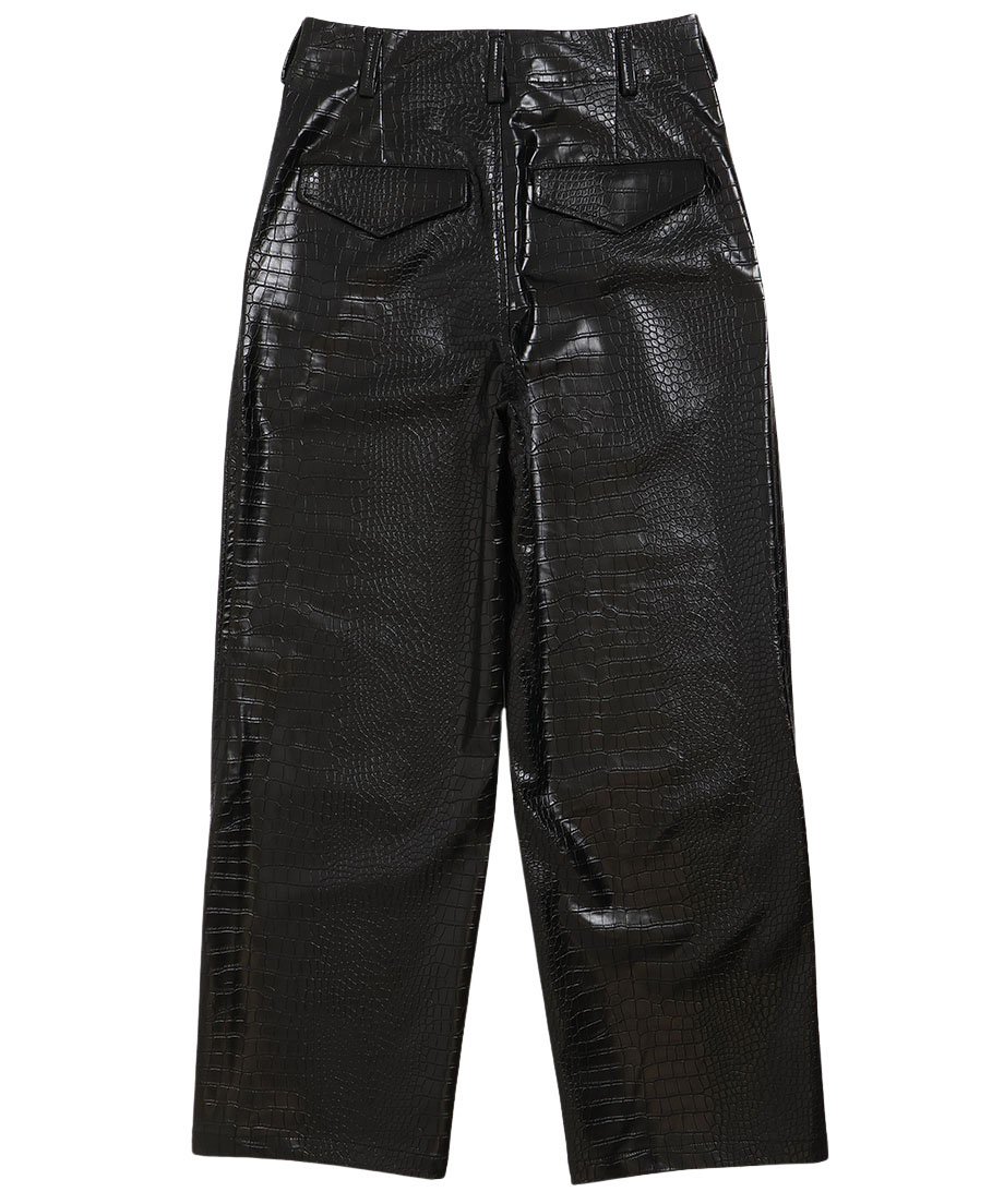 NKNIT vegan leather wide pants ブラック3 NKNIT vegan leather wide pants ブラック3