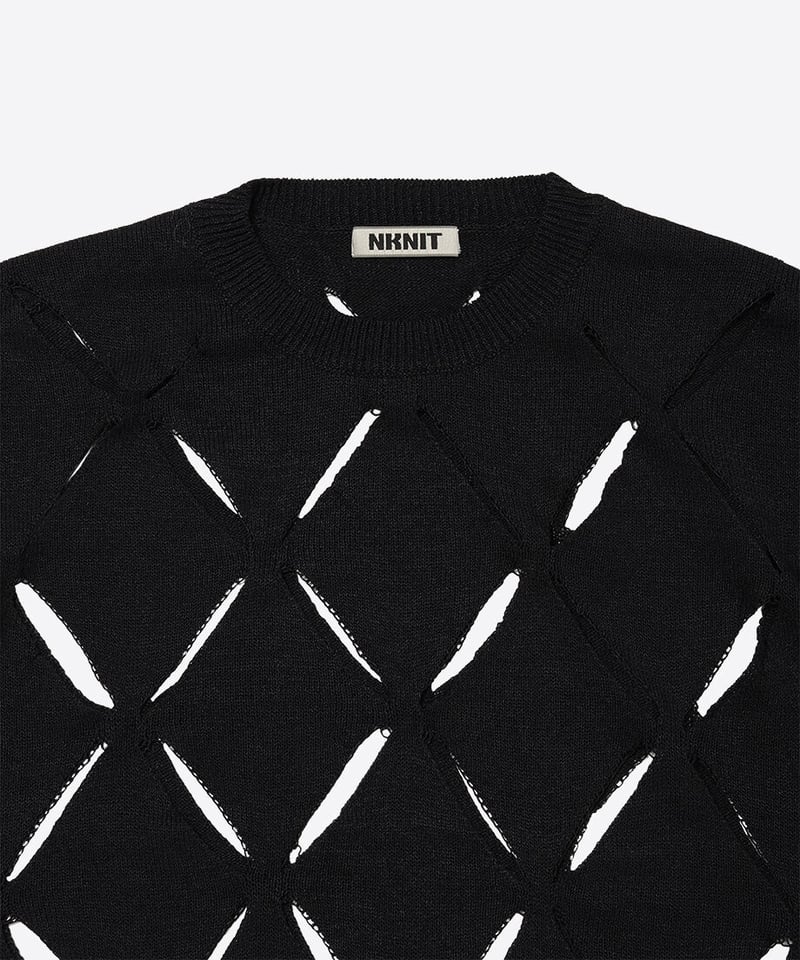 pattern slit knit T-shirt | NKNIT