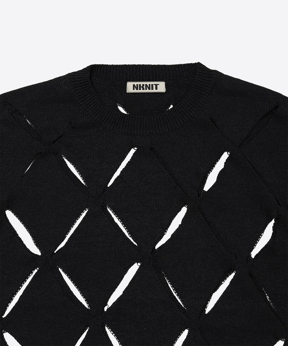 pattern slit knit T-shirt | NKNIT