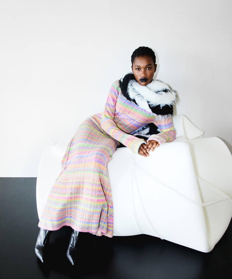 NKNIT マフラーshaggy logo KNIT long scarf