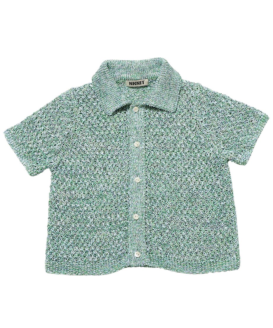 【NKNIT】　mix color KNIT shirt　イエロー　サイズ② NKNIT】mix color KNIT shirtイエローサイズ②