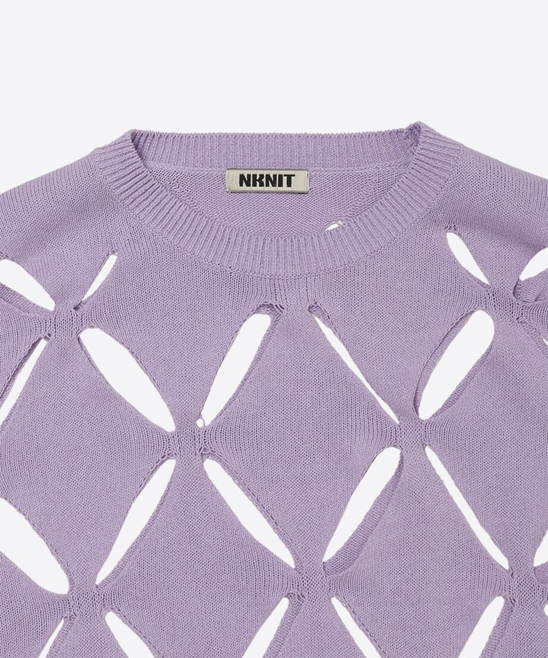 pattern slit knit T-shirt | NKNIT