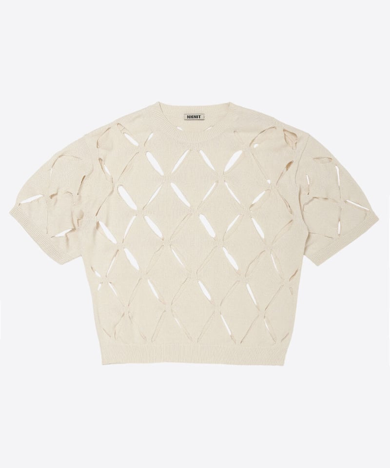 pattern slit knit T-shirt | NKNIT