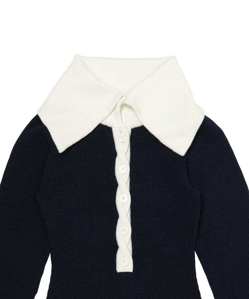 ンニット sailor collar rib KNIT bodysuit