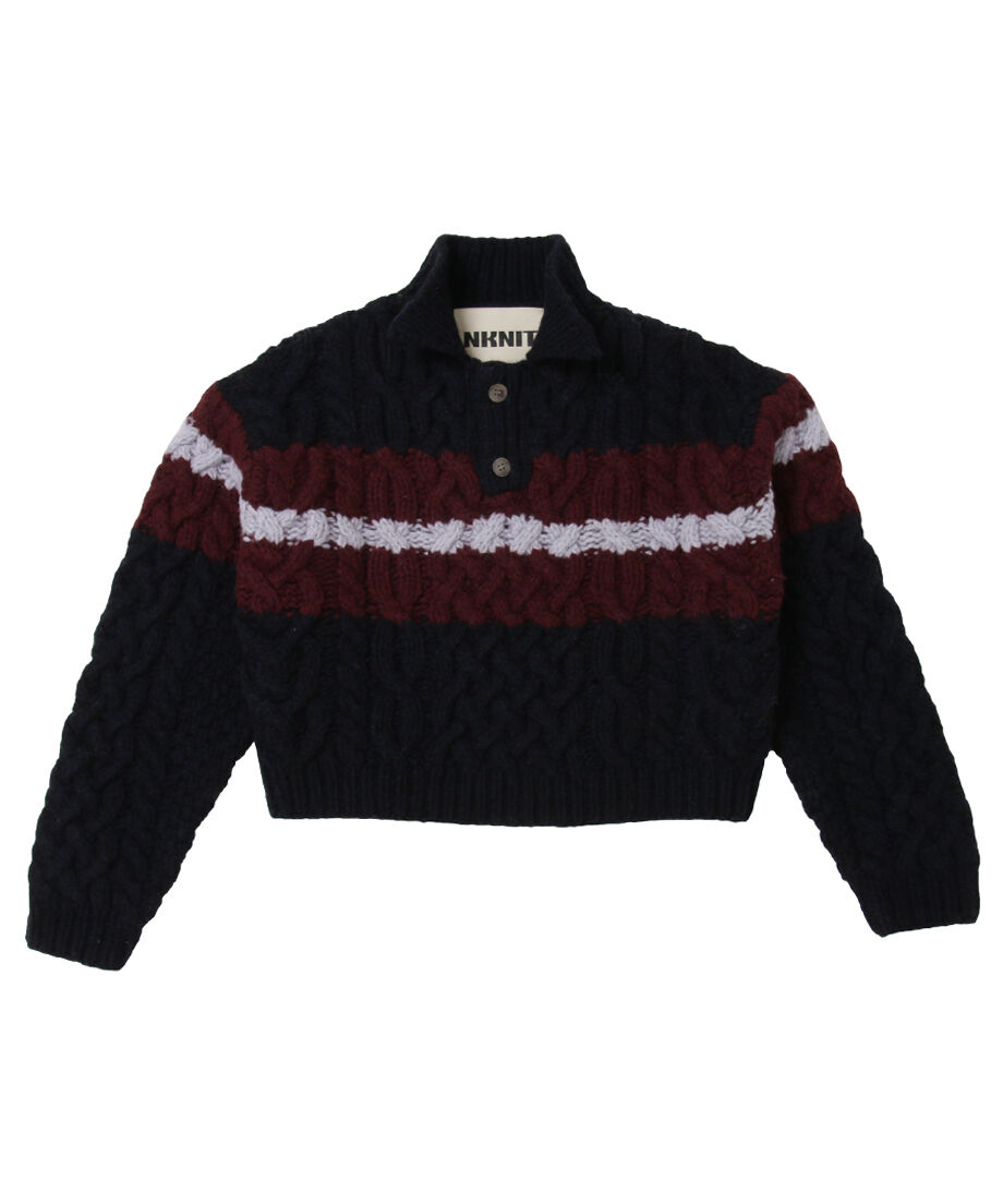 NKNIT striped sponge knit - ポロシャツ