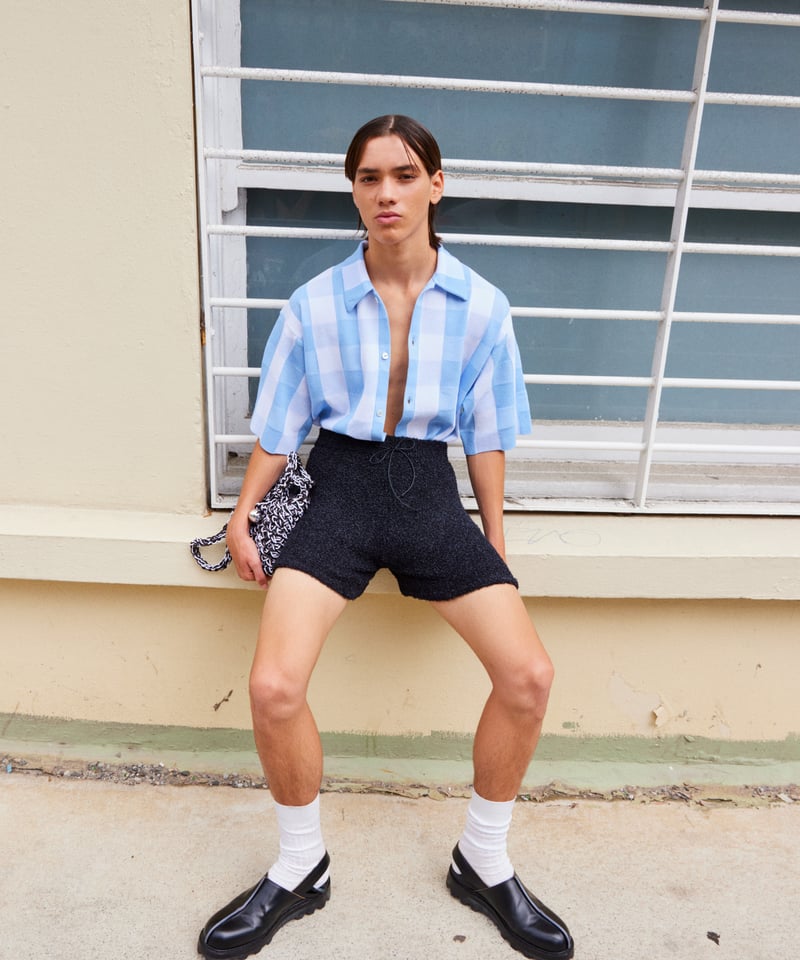 checker pattern KNIT shirt | NKNIT checker pattern KNIT shirt | NKNIT
