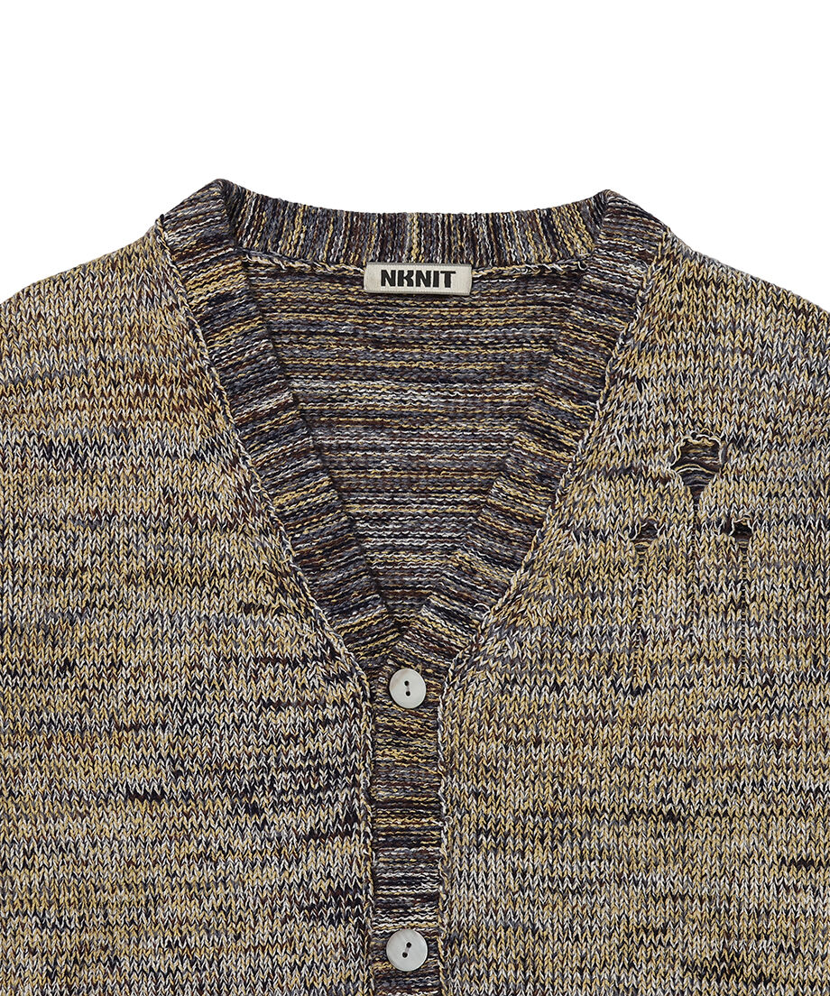 damaged mix color KNIT cardigan | NKNIT 