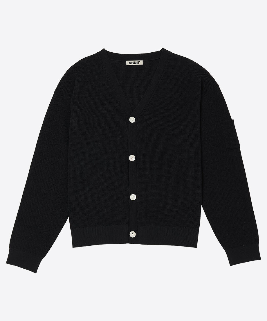 cotton mix sleeve pocket knit cardigan | NKNIT cotton mix sleeve pocket knit cardigan | NKNIT