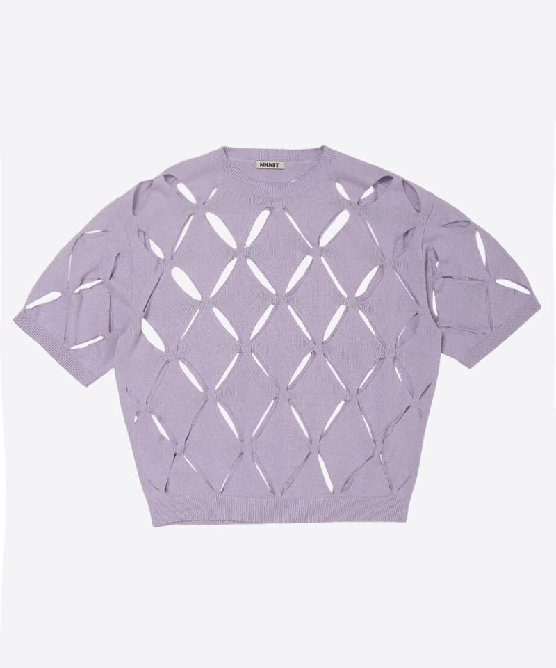 pattern slit knit T-shirt | NKNIT