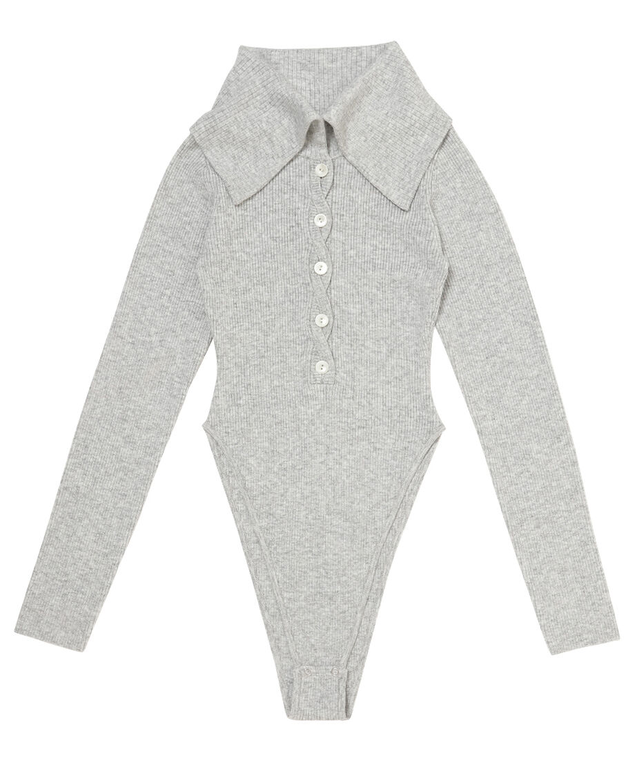 sailor collar rib KNIT bodysuit | NKNIT sailor collar rib KNIT bodysuit | NKNIT