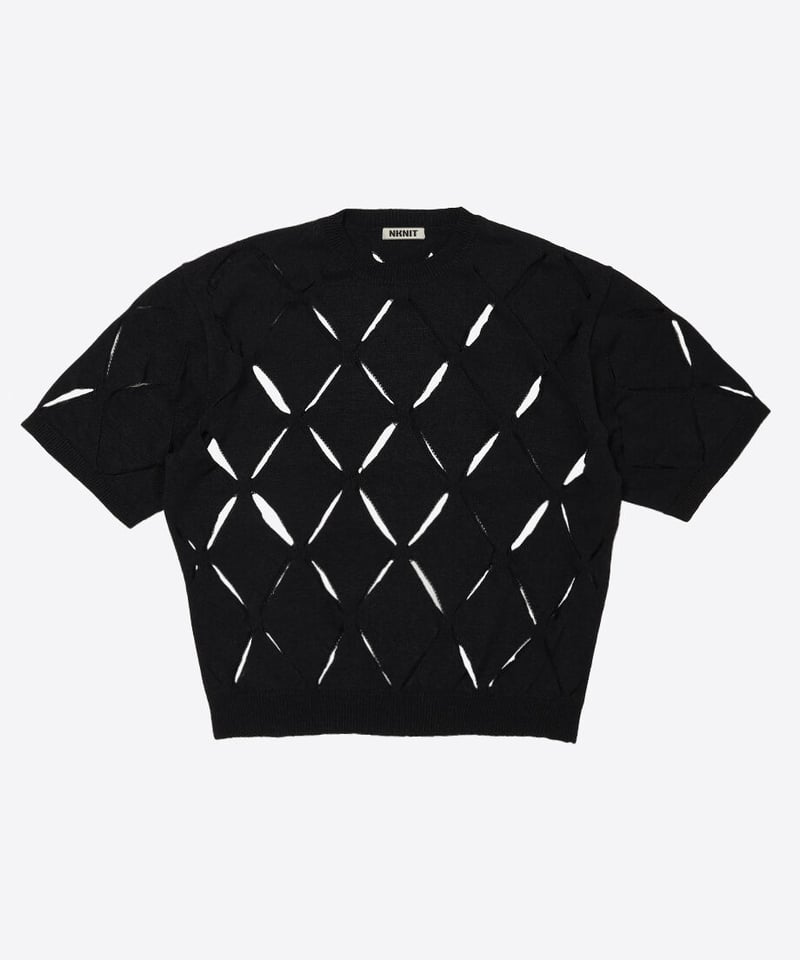 pattern slit knit T-shirt | NKNIT
