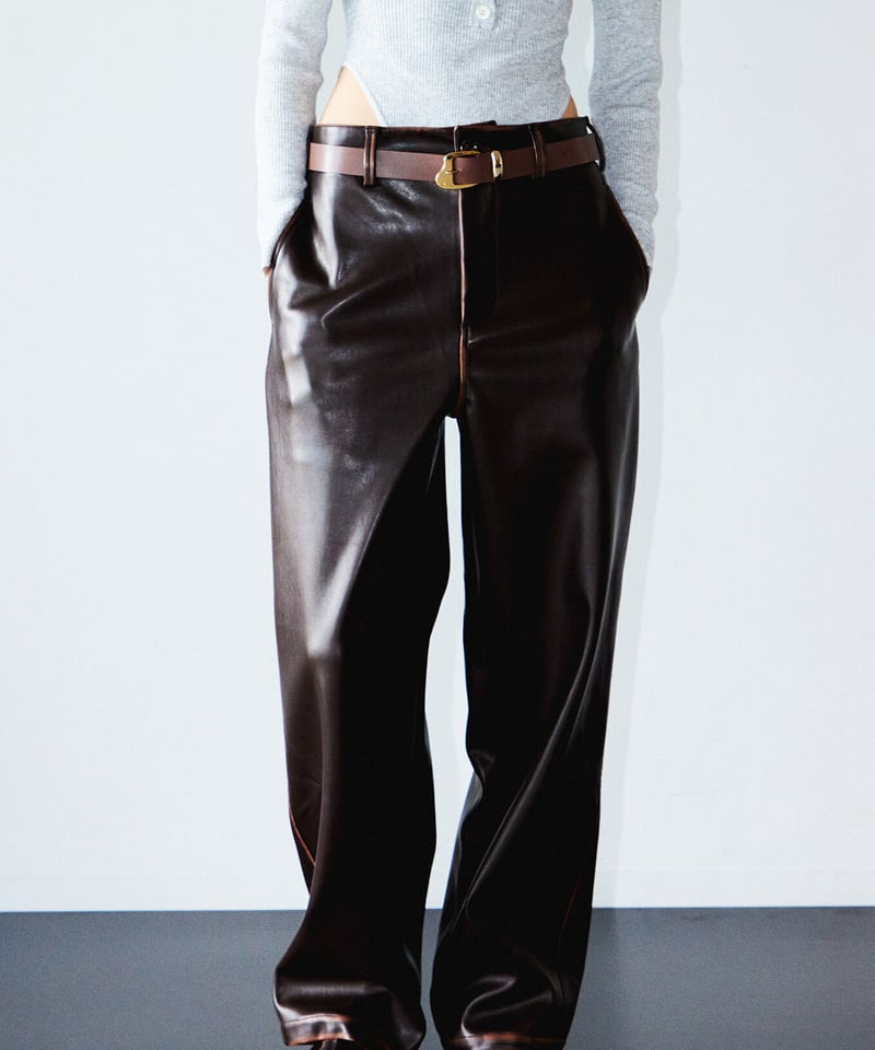 NKNIT vegan leather high-rise pants