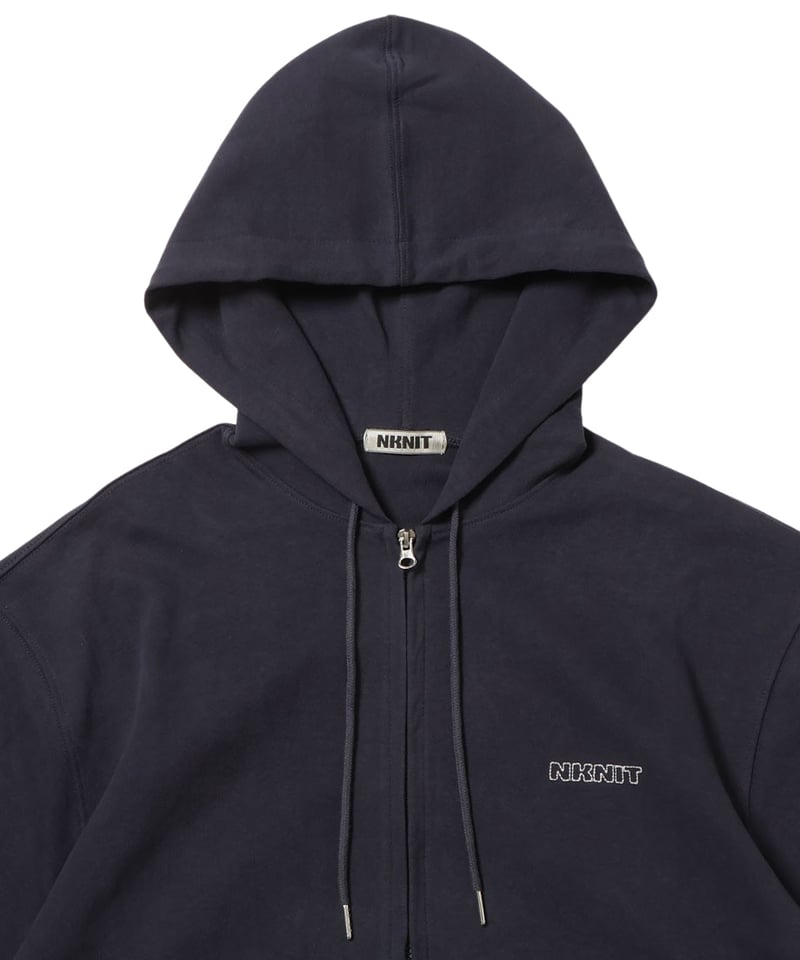 NKNIT logo embroidery ZIP hoodie CHARCOAL-GRAY