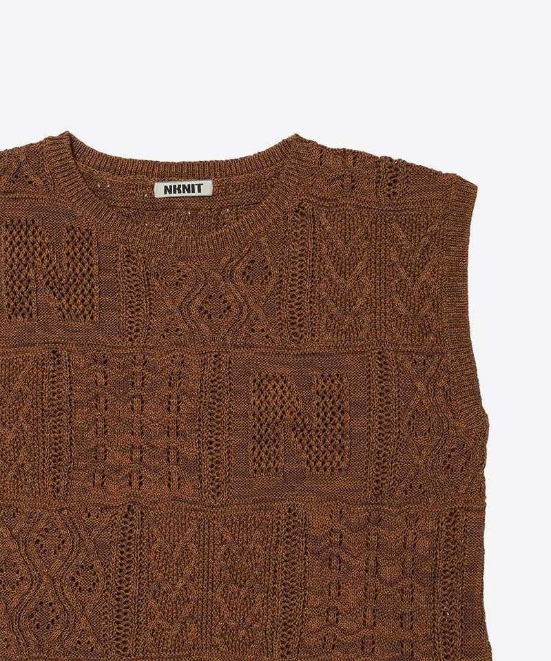 cotton mesh pattern knit dress | NKNIT 