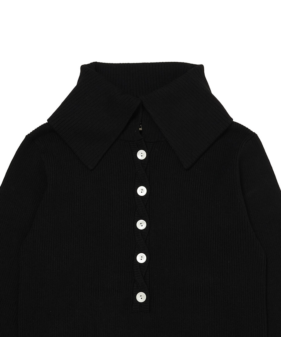 sailor collar rib KNIT bodysuit