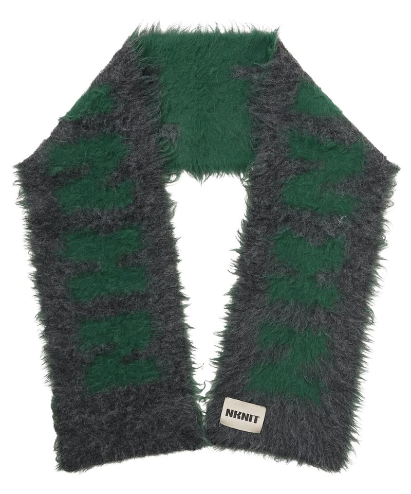 NKNIT shaggy logo KNIT long scarf マフラー