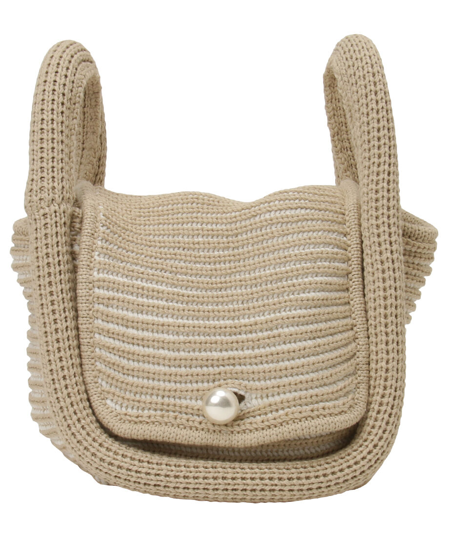 【美品] NKNIT sponge striped hand bag 美品] NKNIT sponge striped hand bag NKNIT ンニット sponge