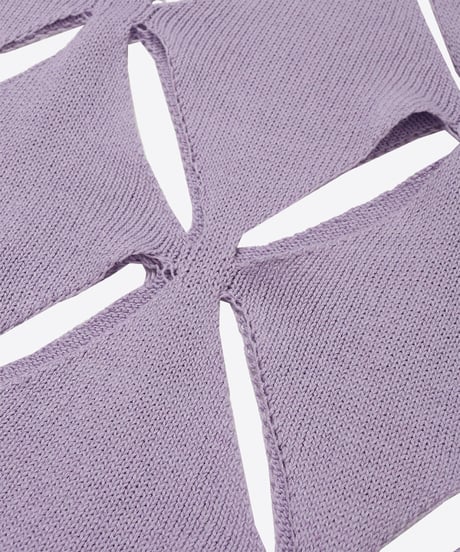 pattern slit knit T-shirt