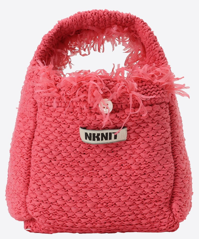 fringe knit hand bag PINK