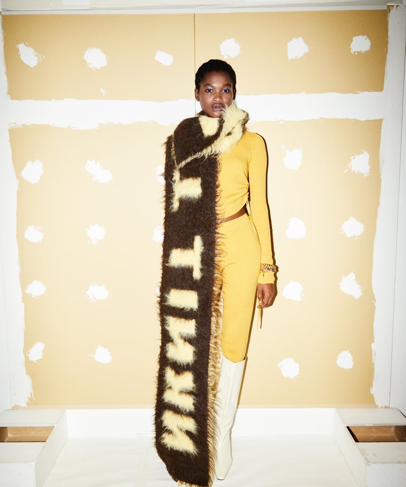 NKNIT マフラーshaggy logo KNIT long scarf NKNIT マフラーshaggy logo KNIT long scarf