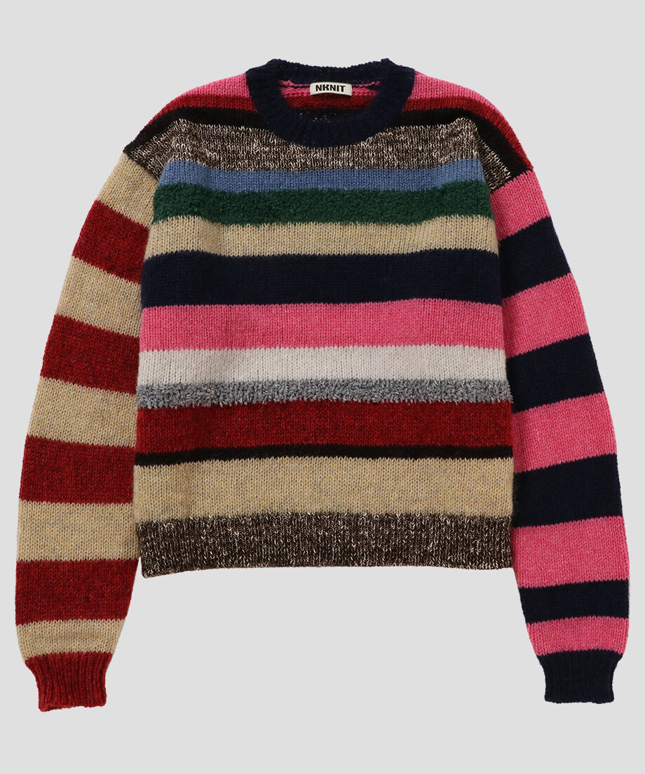 NKNIT mulch color striped knit（Sweater with multicolor stripes  