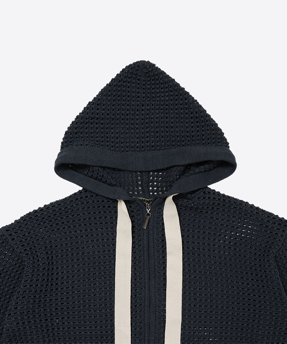 NKNIT mesh knit zip hoodie ンニット