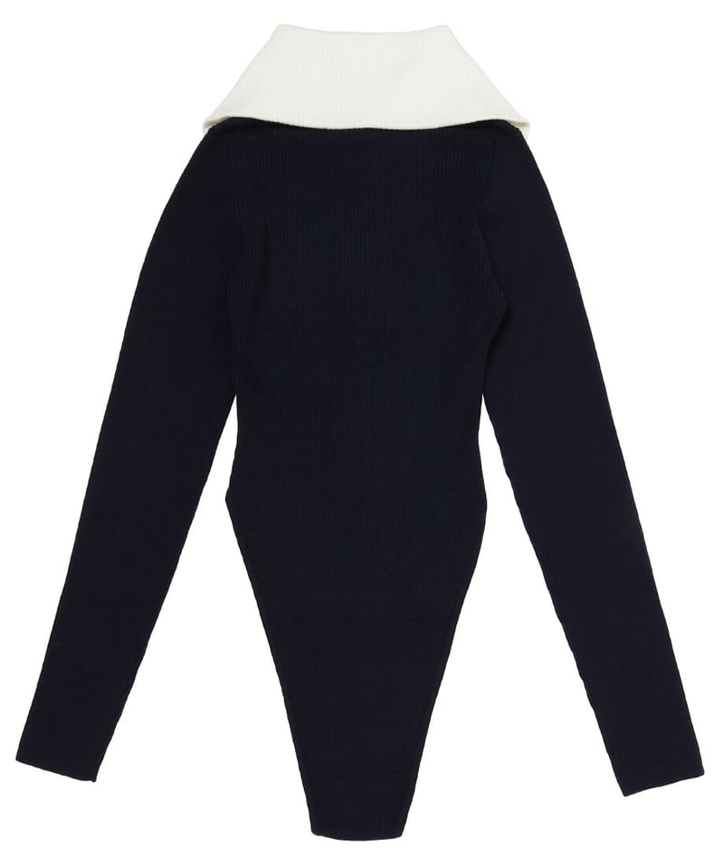 sailor collar rib KNIT bodysuit | NKNIT sailor collar rib KNIT bodysuit | NKNIT