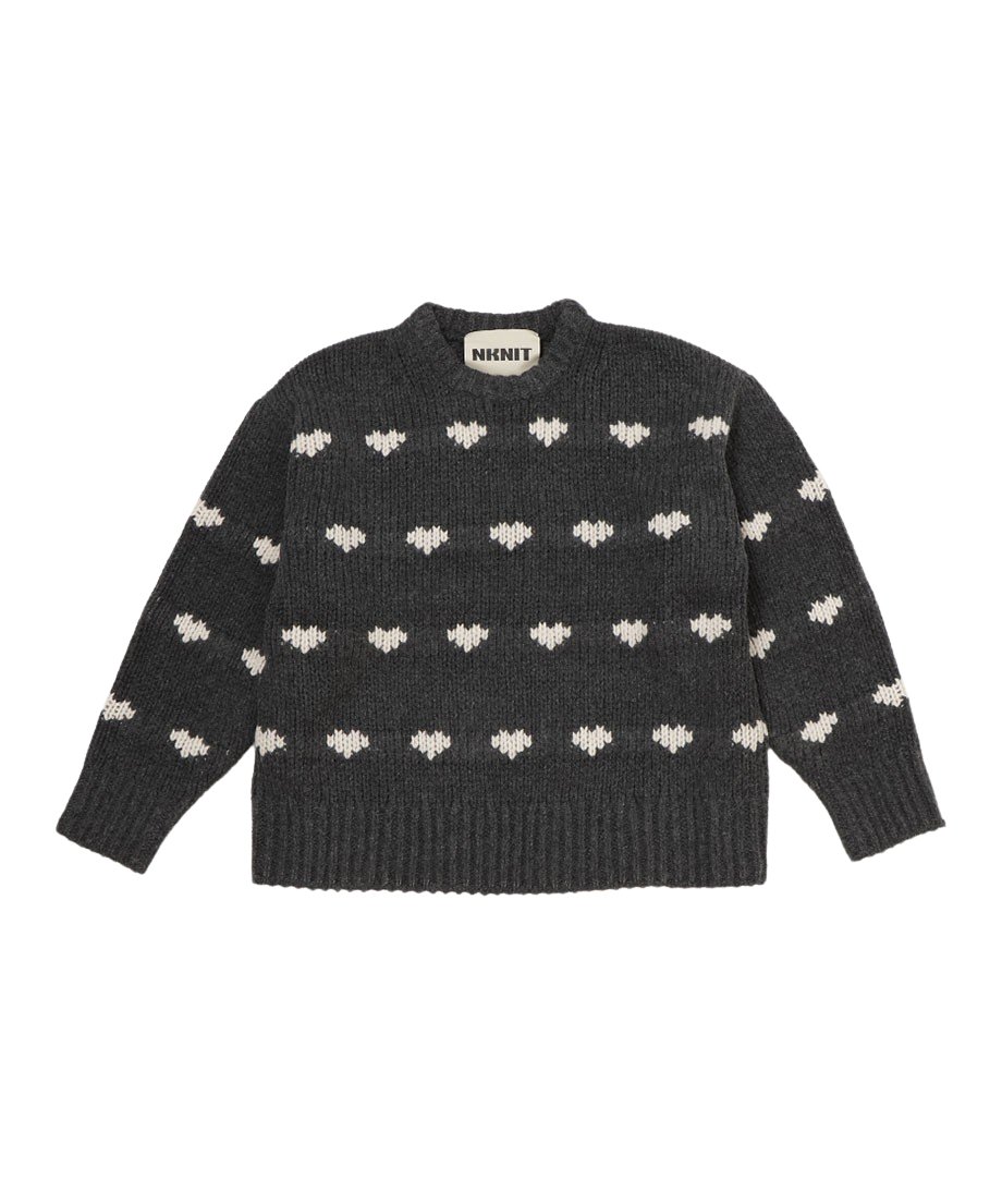 【最終価格】【美品】 NKNITグレー トレーナー ハートデザイン nknit ♡pattern KNIT ハートニット