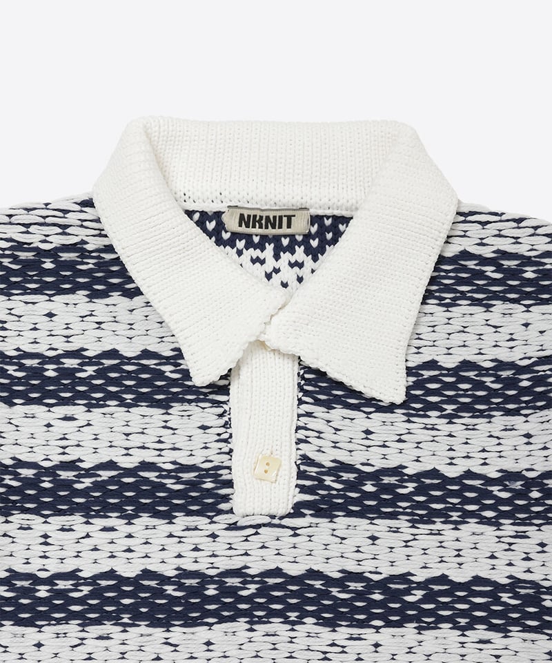 NKNIT striped sponge knit OFF WHITE/NAVY