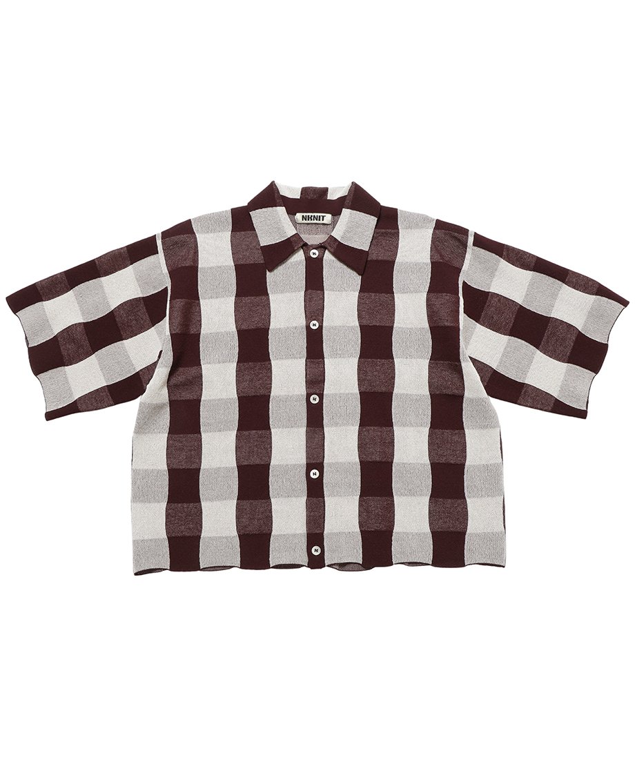 checker pattern KNIT shirt | NKNIT checker pattern KNIT shirt | NKNIT