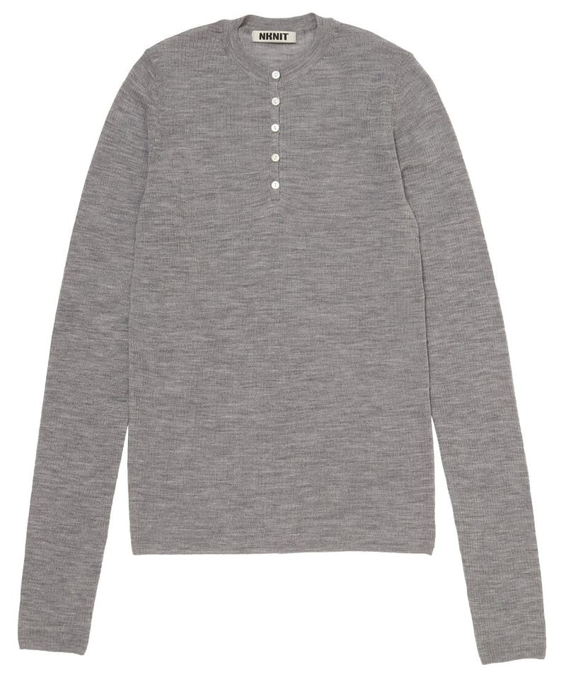 カットソー(長袖+七分) NKNIT sheer wool henley neck KNIT sheer wool henley neck KNIT | NKNIT