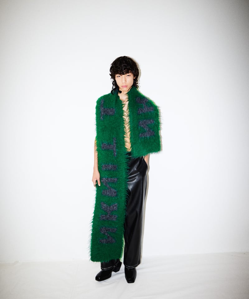 NKNIT マフラーshaggy logo KNIT long scarf