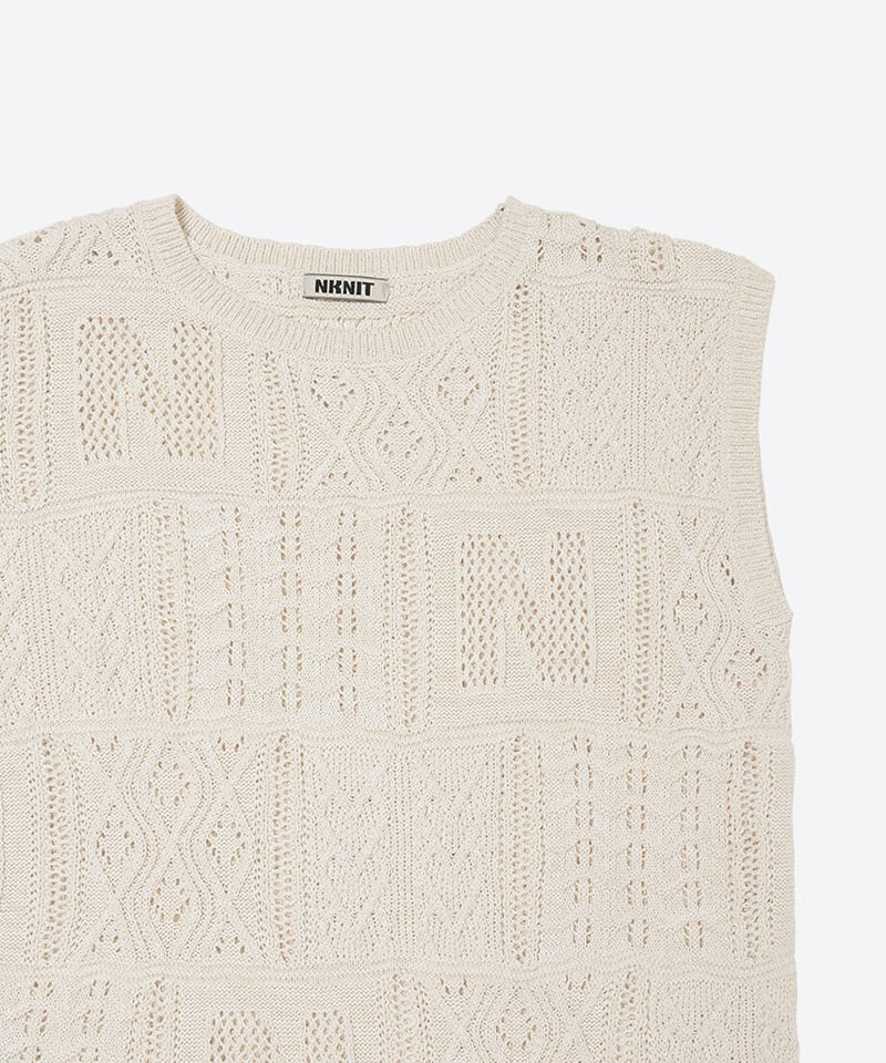 cotton mesh pattern knit dress | NKNIT 