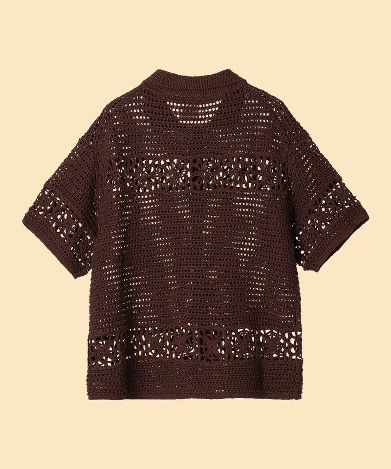 かほNKNIT mesh♡ pattern KNIT shirt サイズ① NKNIT hand pattern mesh KNIT T-shirt ①