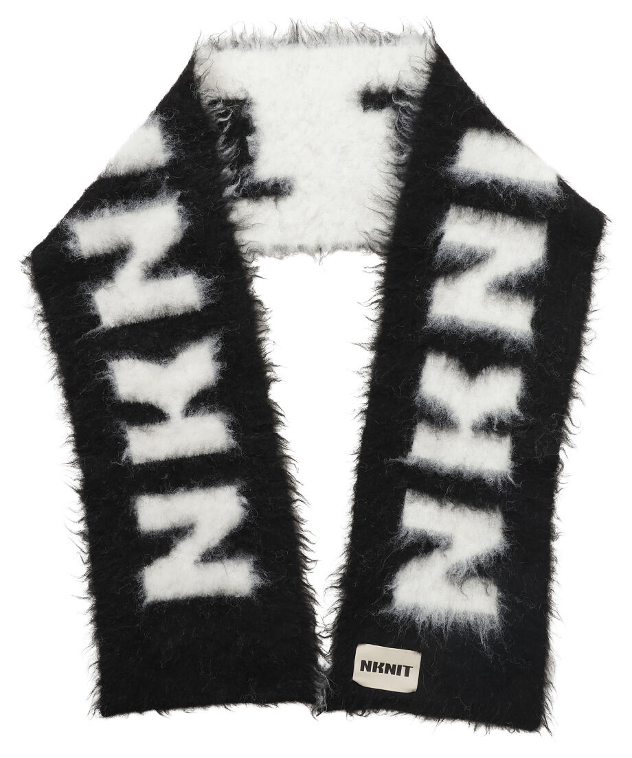 NKNIT マフラーshaggy logo KNIT long scarf NKNIT マフラーshaggy logo KNIT long scarf