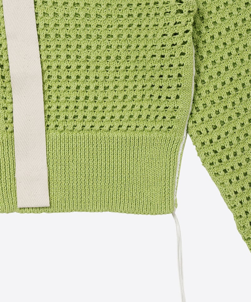 【NKNIT】short mesh knit zip foodie