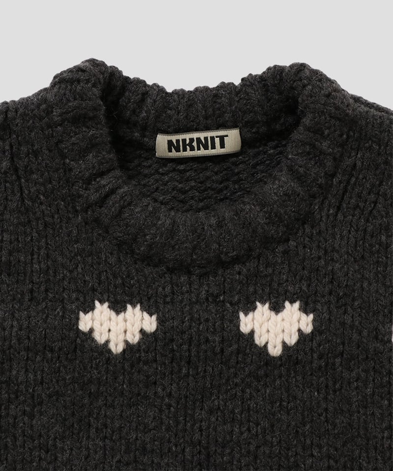 NKNIT Heart pattern knit ロングタイプ裄丈79