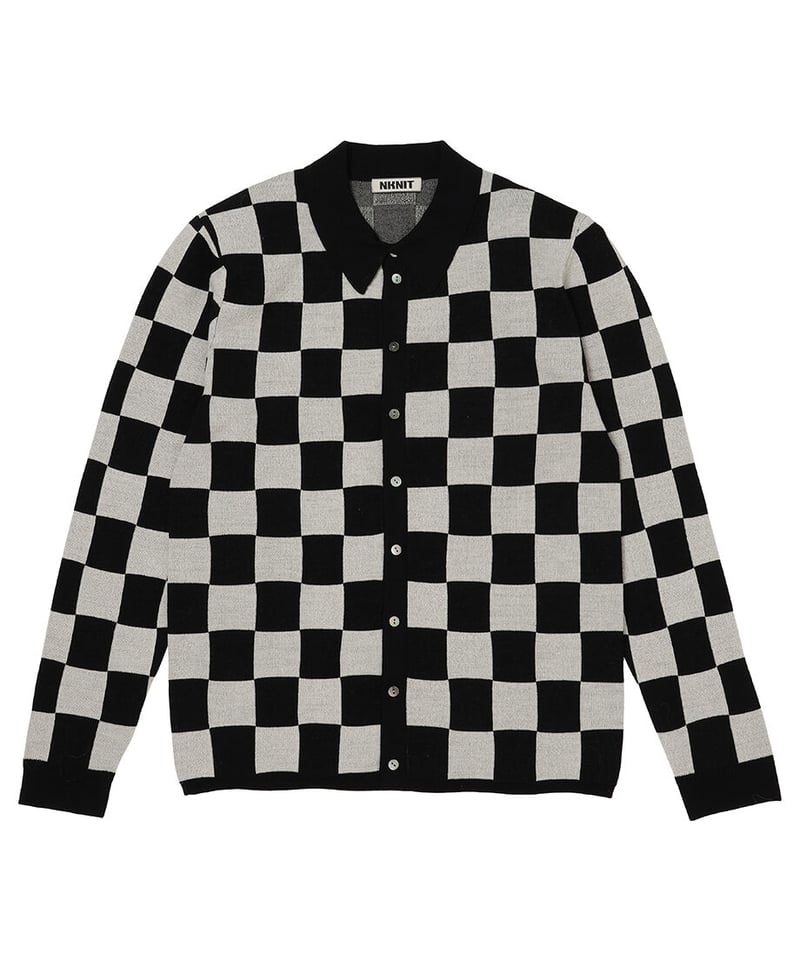 nknit check pattern knit shirt - シャツ