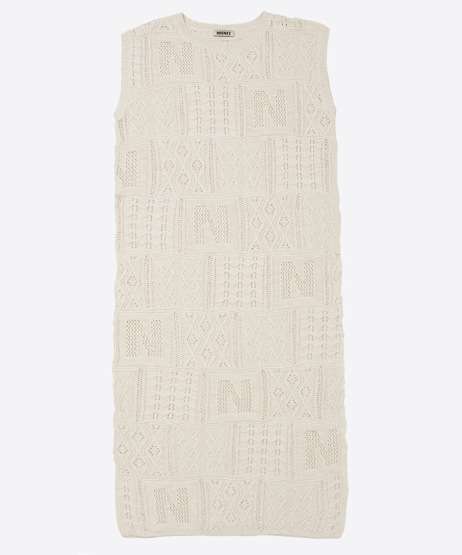 cotton mesh pattern knit dress | NKNIT
