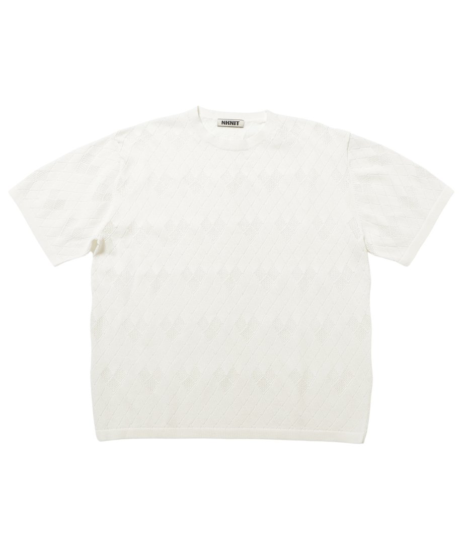 【美品】NKNIT mesh♡ KNIT T-shirt サイズ1 mesh♡ KNIT T-shirt NAVY/WHITE① nknit