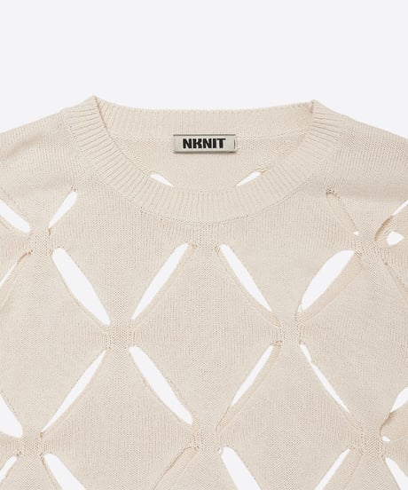 pattern slit knit T-shirt